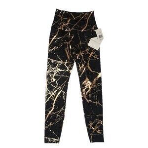 Beyond Yoga Lost Your Marbles Leggings Size XS High Rise Black Rose Gold NWT